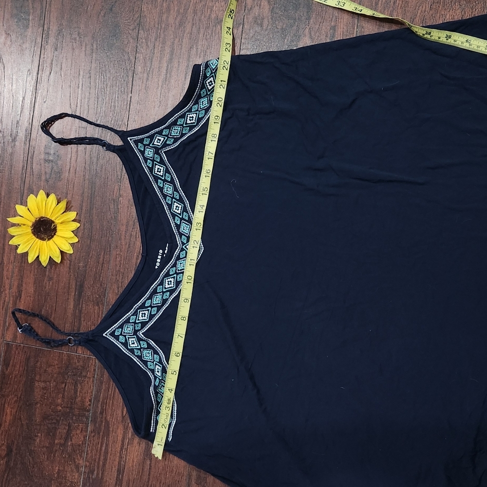 Torrid Navy Embroidered Tank Top - Picture 5 of 6
